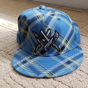 Blue and Yellow Plaid Fitted S/M Hat